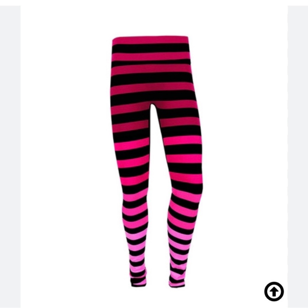 KDEER Striped Pink and Black womens Leggings L